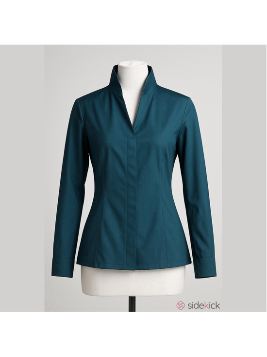 ELM by Matthildur Jackets & Blazers - ELM by Matthildur Teal Architectural Blouse - Size 1 (Small) Lagenlook